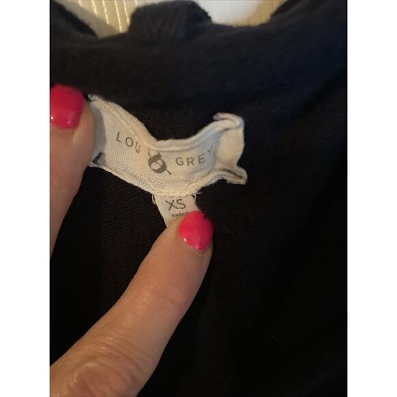 Lou & Grey LOFT Women's Black V Neck Pullover Soft Hoodie XS - Picture 2 of 3